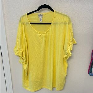 St. John's Bay Yellow Blouse with Ruffle Sleeves